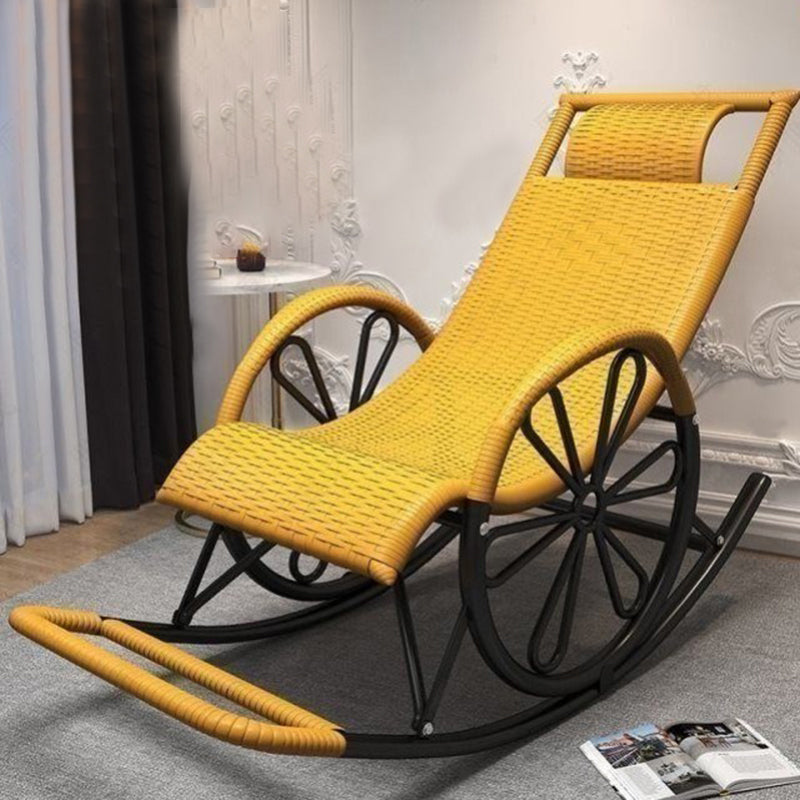 Contemporary Woven Rope Rocker Chair Wicker Rocking Chair for Home Decor