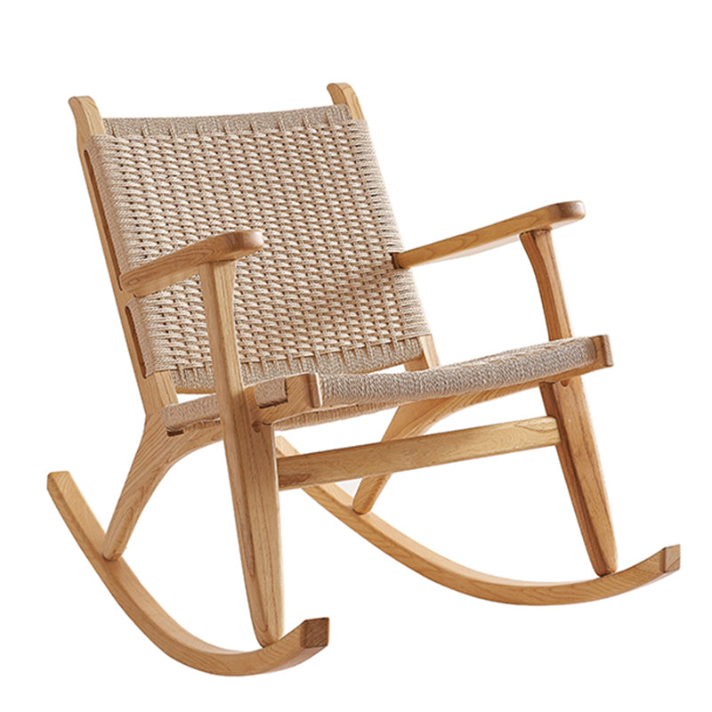 Traditional Rocking Chair Solid Wood Frame Wing Chair Back Indoor Rocking Chair