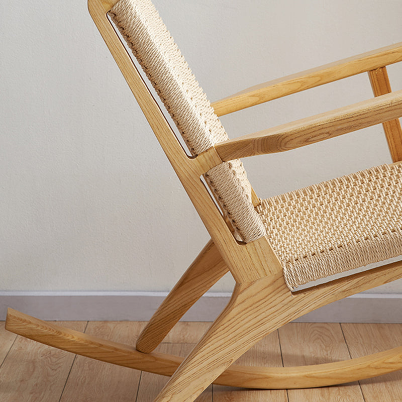 Traditional Rocking Chair Solid Wood Frame Wing Chair Back Indoor Rocking Chair