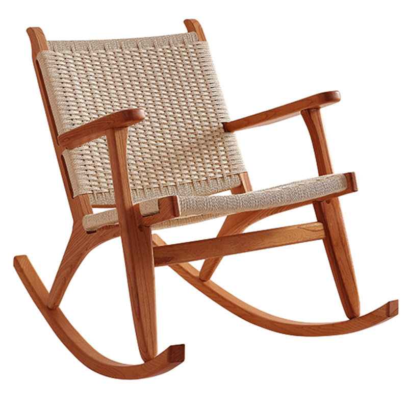 Traditional Rocking Chair Solid Wood Frame Wing Chair Back Indoor Rocking Chair