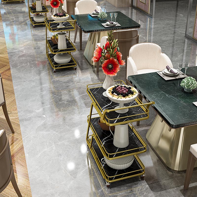 Contemporary Metal Prep Table 35.43"H Rolling Prep Table for Dining Room