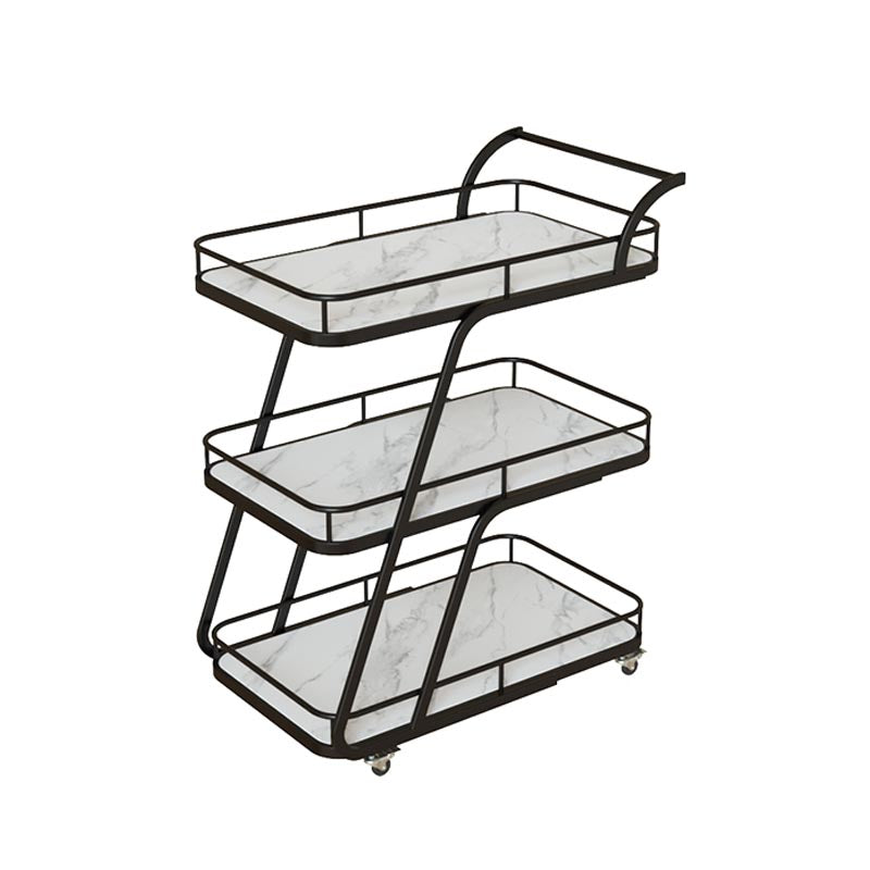 35.43" High Rolling Contemporary Prep Table Metal Prep Table with Open Storage