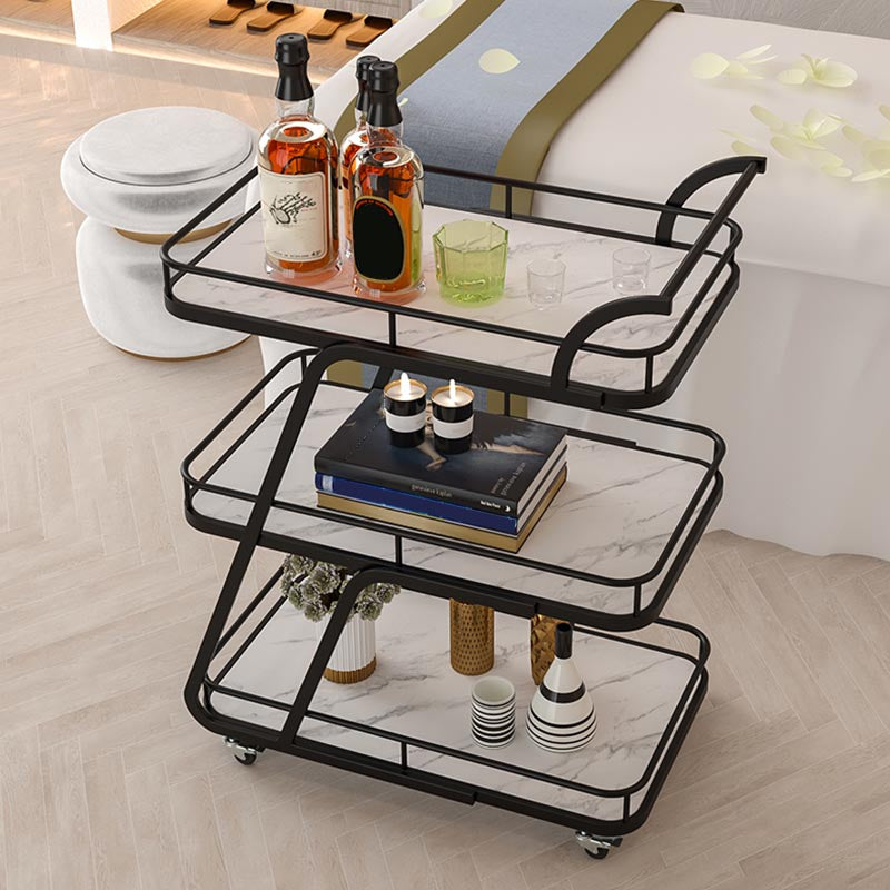 35.43" High Rolling Contemporary Prep Table Metal Prep Table with Open Storage