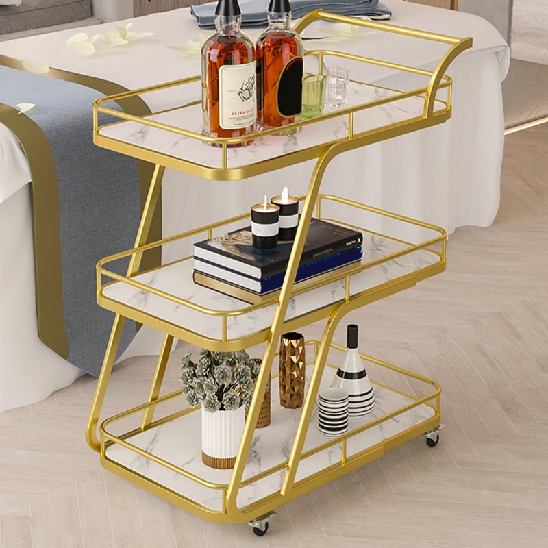 35.43" High Rolling Contemporary Prep Table Metal Prep Table with Open Storage