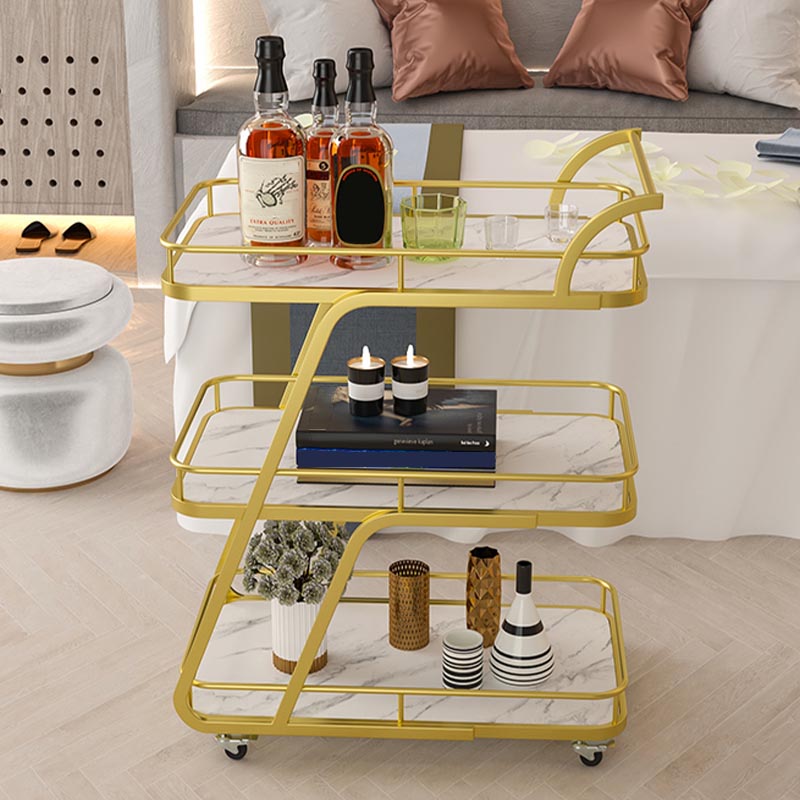 35.43" High Rolling Contemporary Prep Table Metal Prep Table with Open Storage