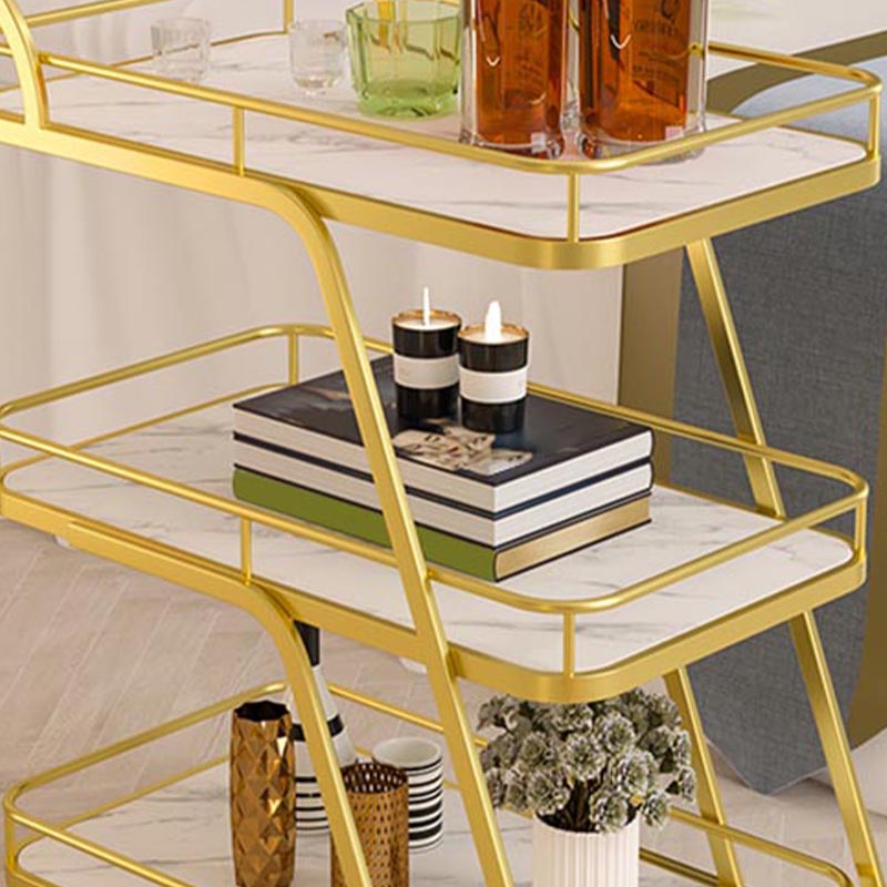 35.43" High Rolling Contemporary Prep Table Metal Prep Table with Open Storage