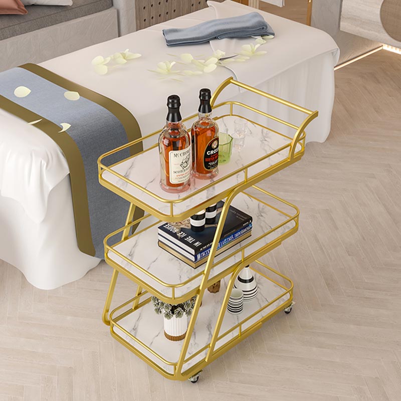 35.43" High Rolling Contemporary Prep Table Metal Prep Table with Open Storage