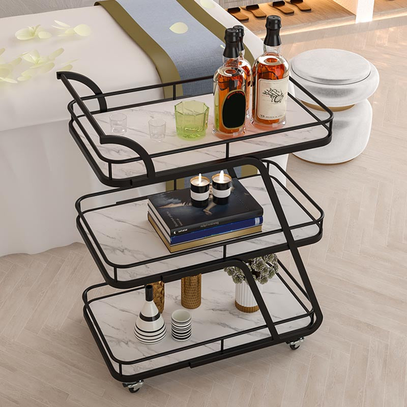 35.43" High Rolling Contemporary Prep Table Metal Prep Table with Open Storage