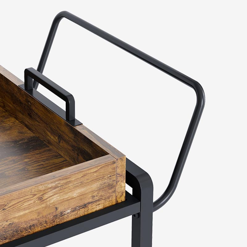 Modern Style Metal Prep Table 31.5"H Rolling Wood Prep Table with Open Storage