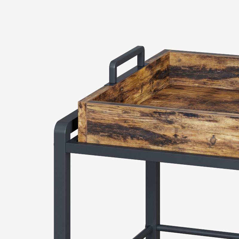 Modern Style Metal Prep Table 31.5"H Rolling Wood Prep Table with Open Storage