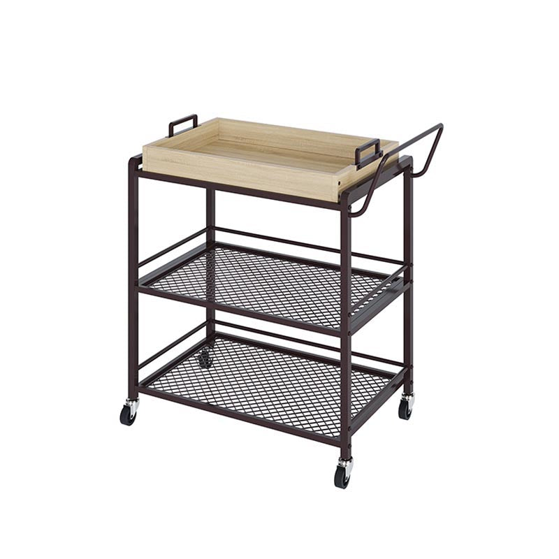 Modern Style Metal Prep Table 31.5"H Rolling Wood Prep Table with Towel Rack