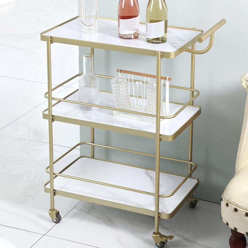 35.43"H Rolling Contemporary Prep Table Metal Prep Table with Open Storage