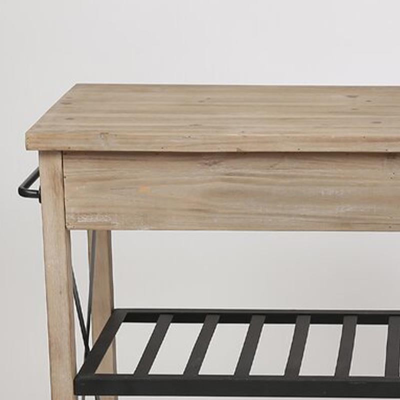 Contemporary Rolling Kitchen Cart Wood Rectangular Kitchen Island Cart with Towel Rack