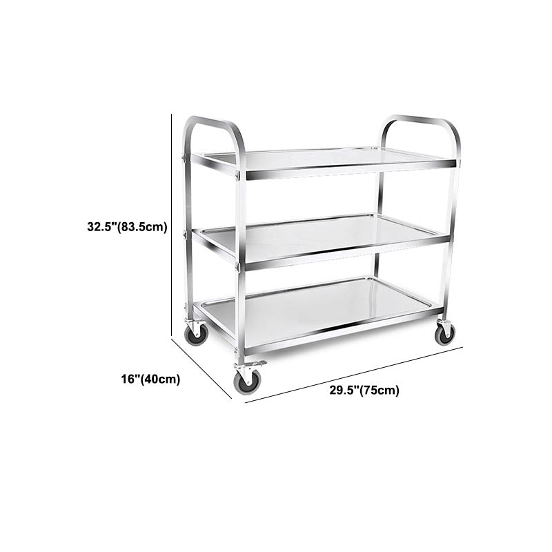 Contemporary Rolling Prep Table Metal Prep Table with Open Storage