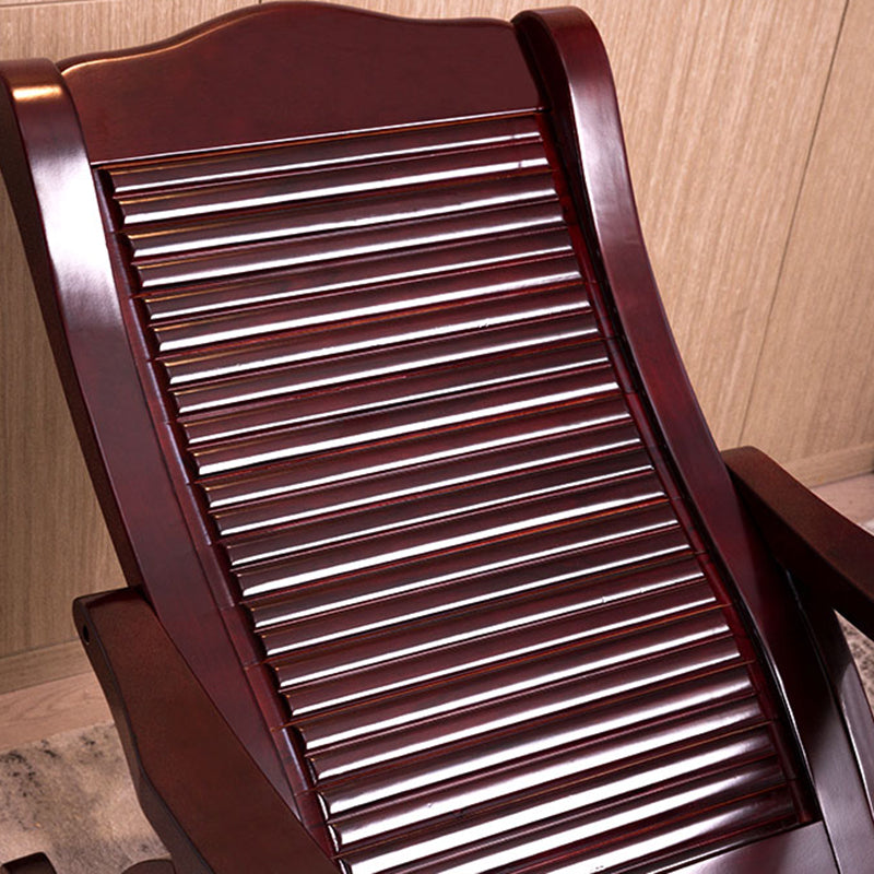 Traditional Rocker Chair Solid Sliding Footrest Wooden Rocker Chair in Living Room