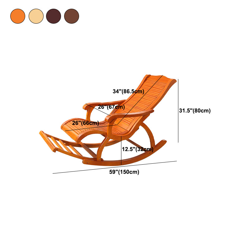 Traditional Rocker Chair Solid Sliding Footrest Wooden Rocker Chair in Living Room