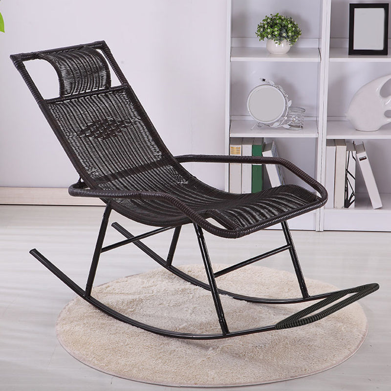 Modern Wicker Rocking Chair Reclining Woven Rattan for Home Decor