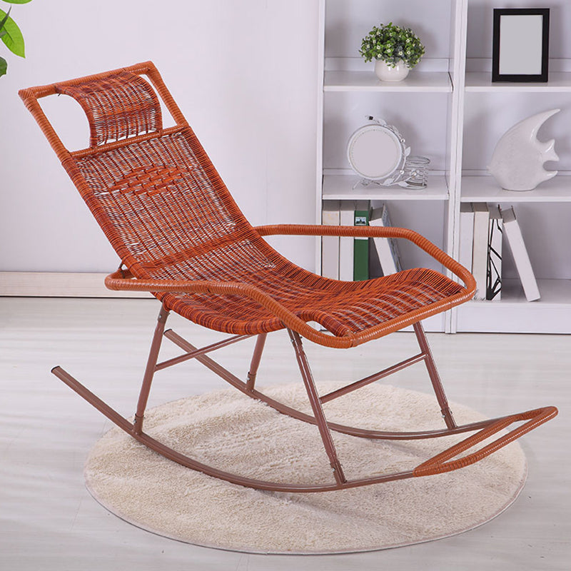 Modern Wicker Rocking Chair Reclining Woven Rattan for Home Decor