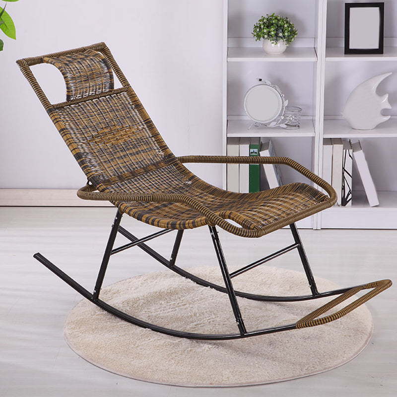 Modern Wicker Rocking Chair Reclining Woven Rattan for Home Decor