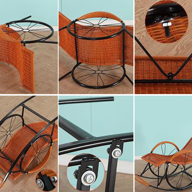 Modern Wicker Rocking Chair Reclining Woven Rattan for Home Decor