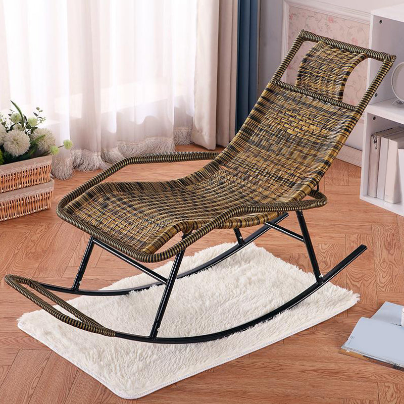 Modern Wicker Rocking Chair Reclining Woven Rattan for Home Decor