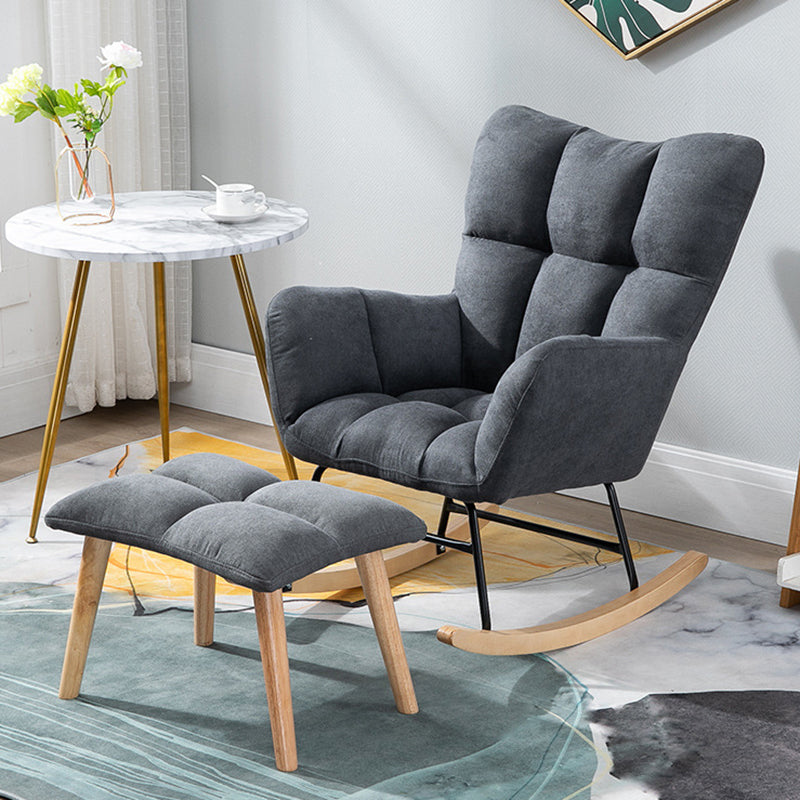 Modern Rocker Chair Upholstered Dark Legs Glider Button-Tufted