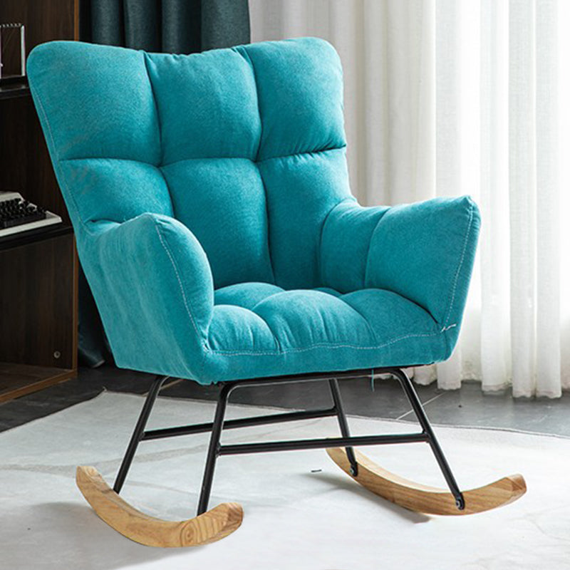 Modern Rocker Chair Upholstered Dark Legs Glider Button-Tufted