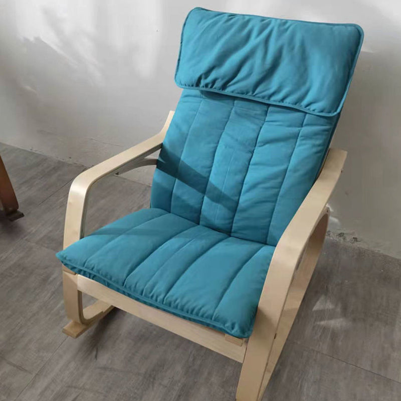 Fabric Rocking Chair Plain Wood Frame Removable Cushions Contemporary Rocking Chair