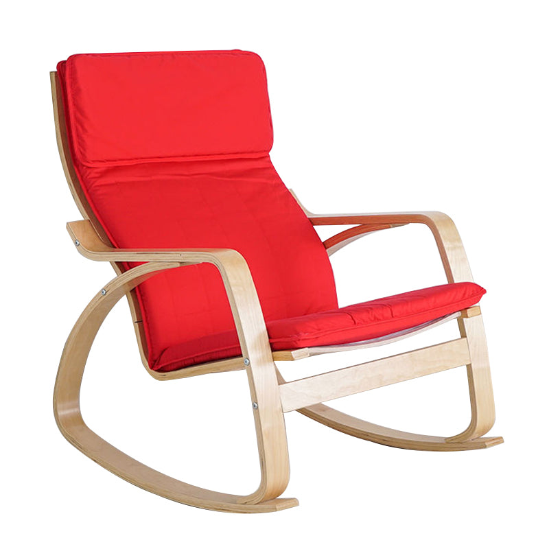 Fabric Rocking Chair Plain Wood Frame Removable Cushions Contemporary Rocking Chair