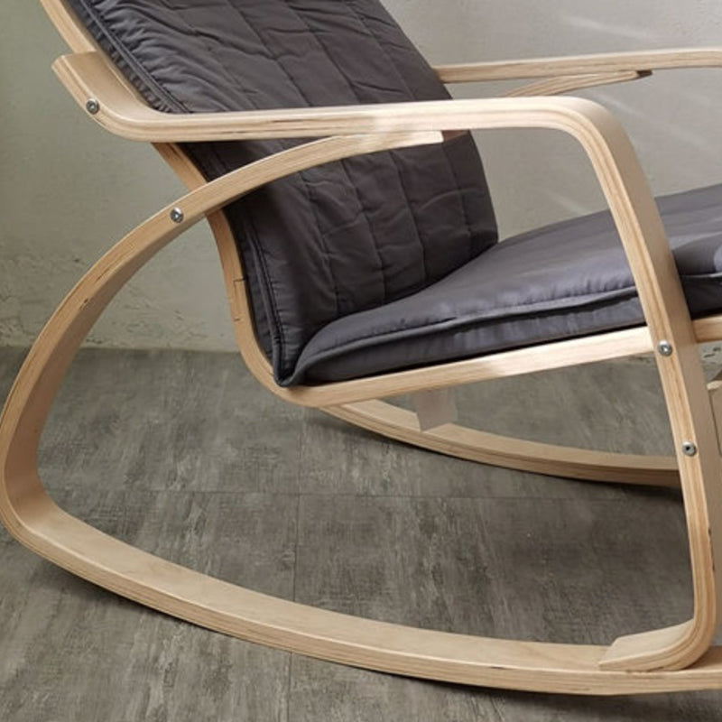 Fabric Rocking Chair Plain Wood Frame Removable Cushions Contemporary Rocking Chair