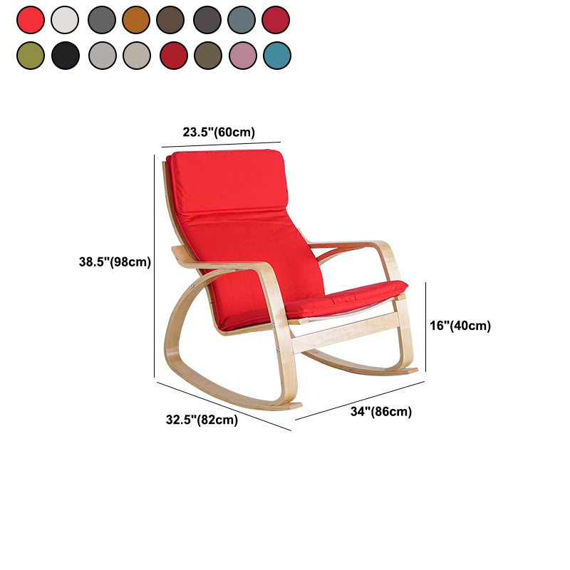Fabric Rocking Chair Plain Wood Frame Removable Cushions Contemporary Rocking Chair