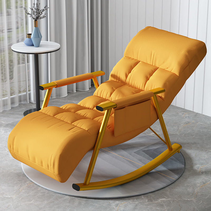 Modern Recliner Chair Solid Color Tufted Rocking Chair With Gray Frame