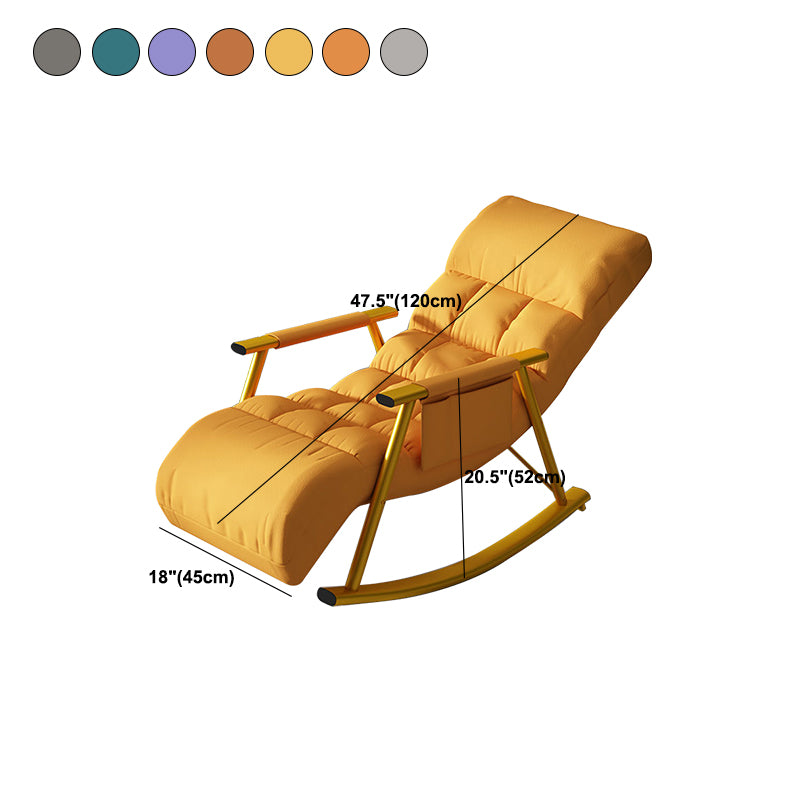 Modern Recliner Chair Solid Color Tufted Rocking Chair With Gray Frame