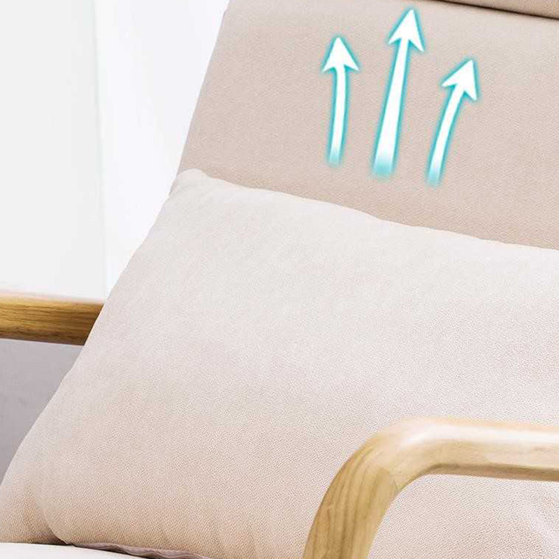 Cotton Linen Rocking Chair Plain Modern Removable Cushions Rocking Chair with Wood Frame