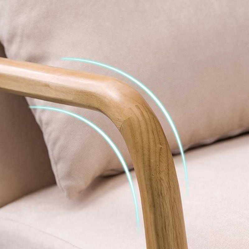 Cotton Linen Rocking Chair Plain Modern Removable Cushions Rocking Chair with Wood Frame