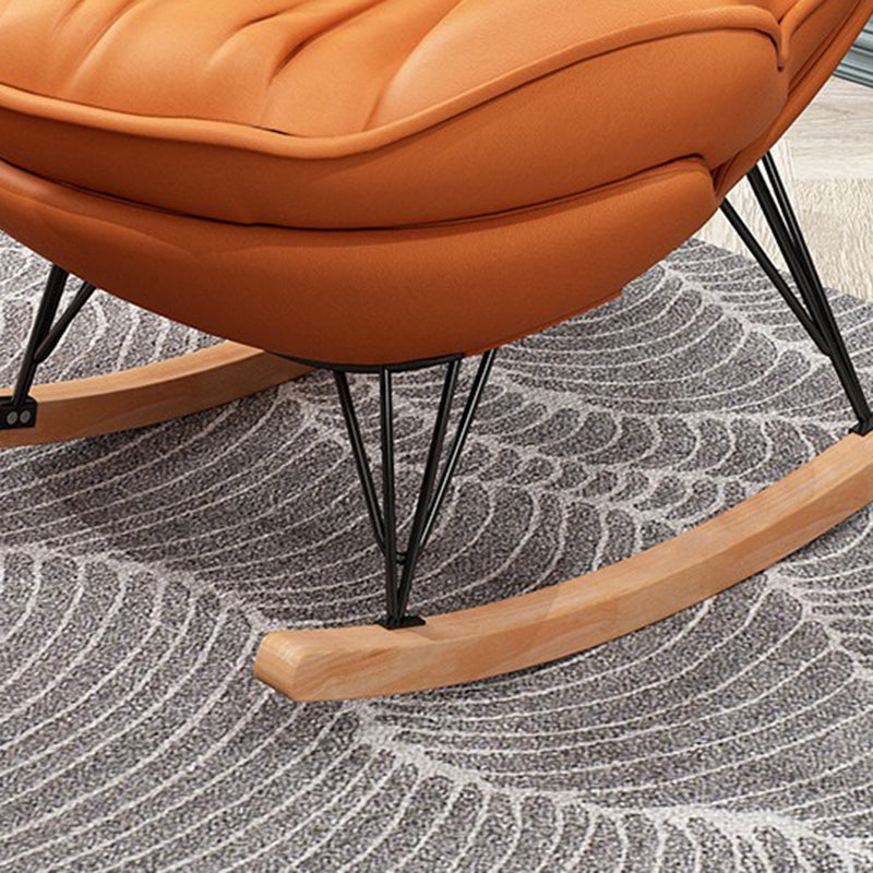 Contemporary Rocking Chair Fabric Upholstered Tufted Solid Color Indoor Rocking Chair
