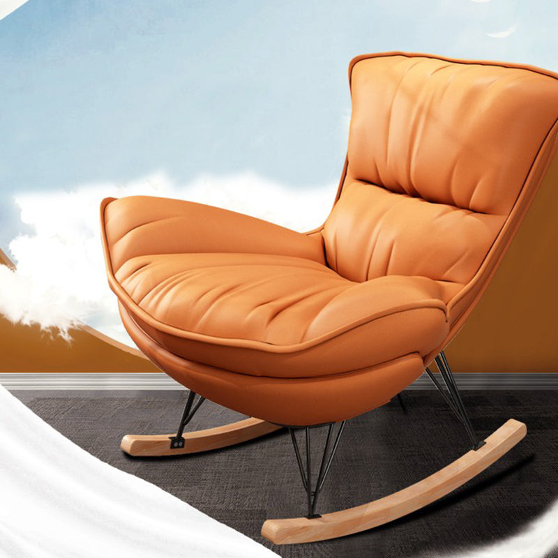 Contemporary Rocking Chair Fabric Upholstered Tufted Solid Color Indoor Rocking Chair