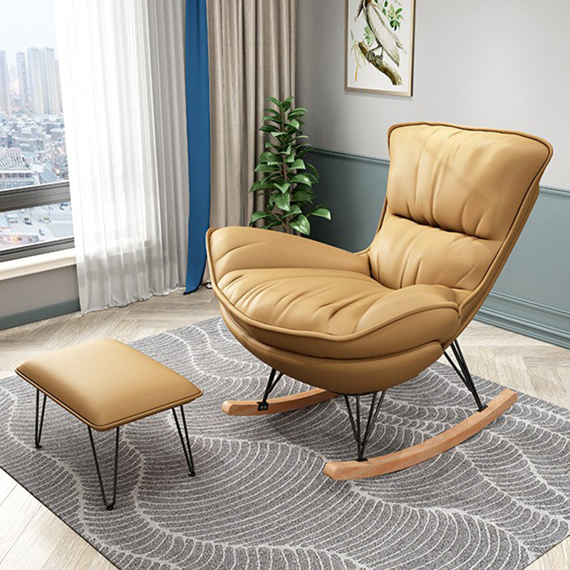 Contemporary Rocking Chair Fabric Upholstered Tufted Solid Color Indoor Rocking Chair