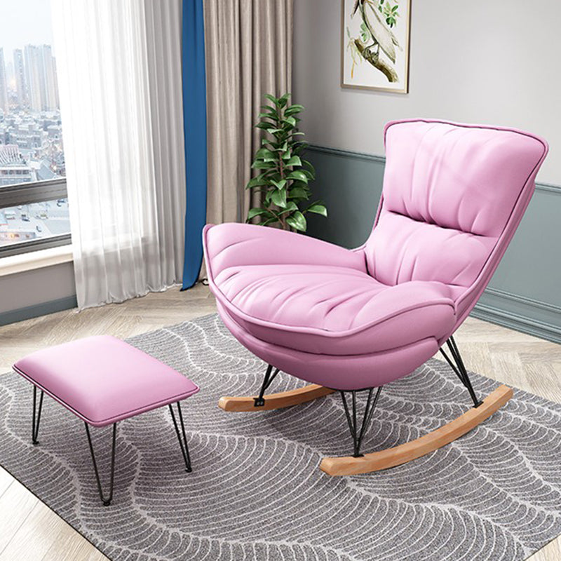 Contemporary Rocking Chair Fabric Upholstered Tufted Solid Color Indoor Rocking Chair