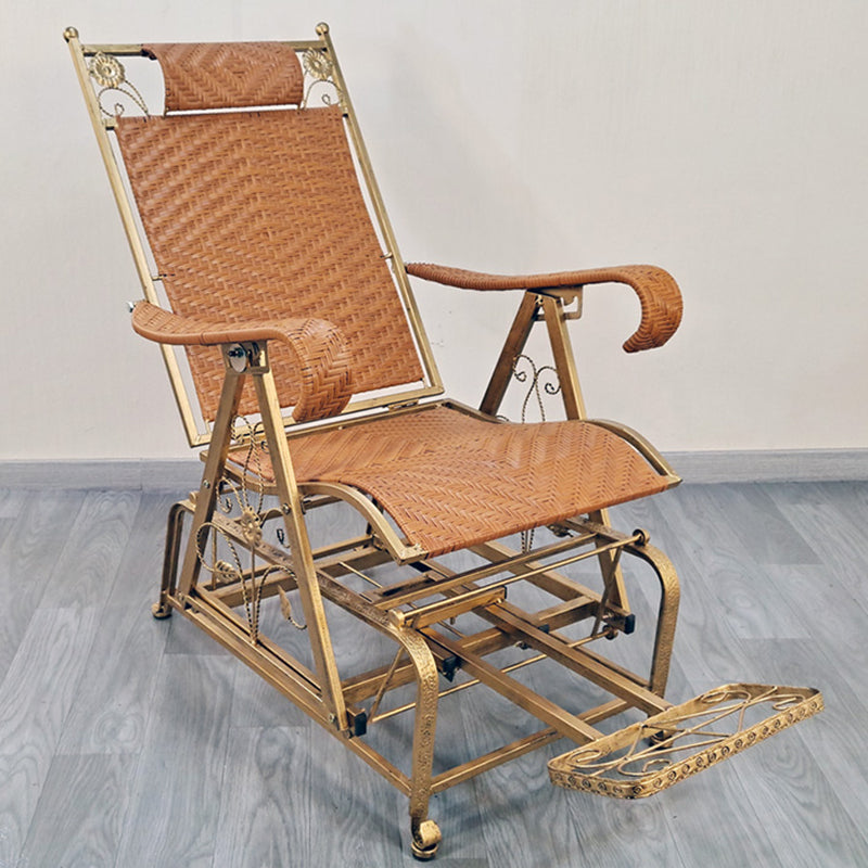 Modern Rocker Wicker Woven Rope Weather-Resistant Recliner Chair
