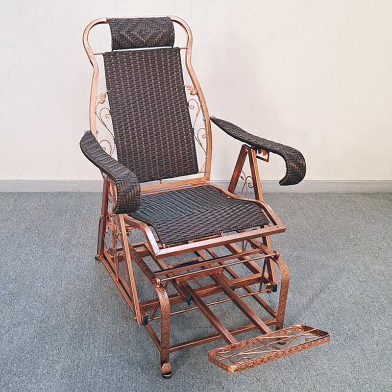 Modern Rocker Wicker Woven Rope Weather-Resistant Recliner Chair