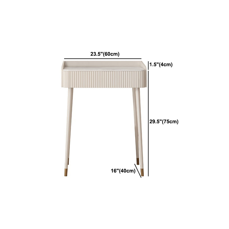 Slate Top Vanity Dressing Table Set Glam Beige Makeup Counter with Drawer