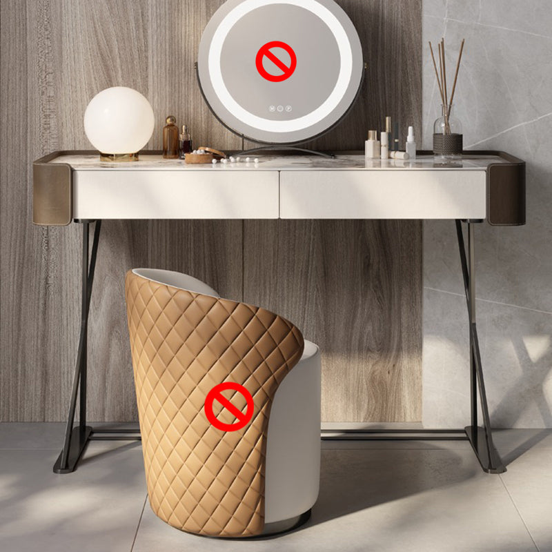 Glam 2-Drawer Vanity Table and Stool Set Slate Top Vanity Dressing Table Set