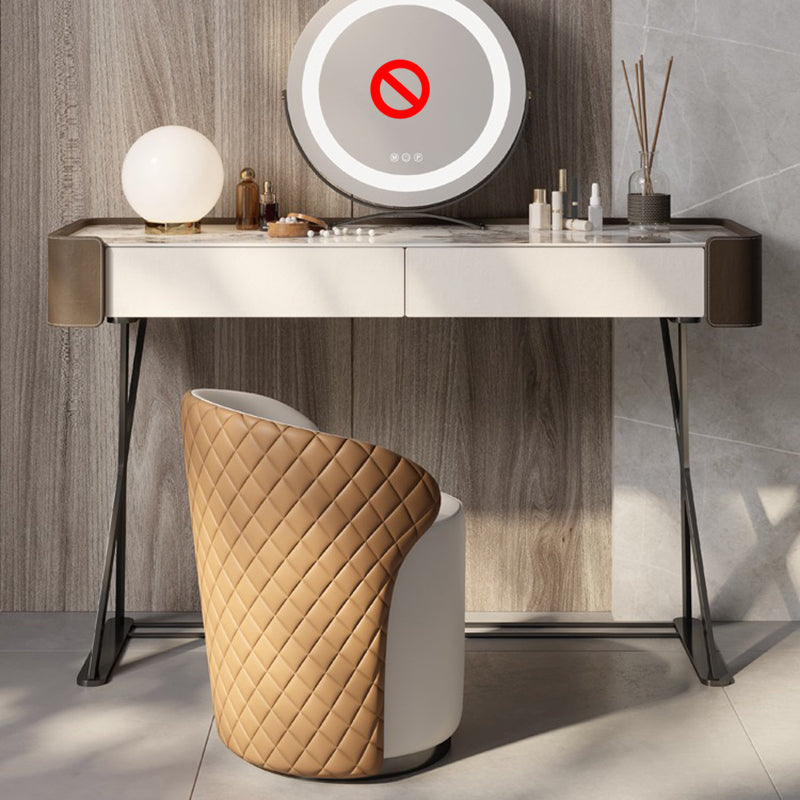 Glam 2-Drawer Vanity Table and Stool Set Slate Top Vanity Dressing Table Set