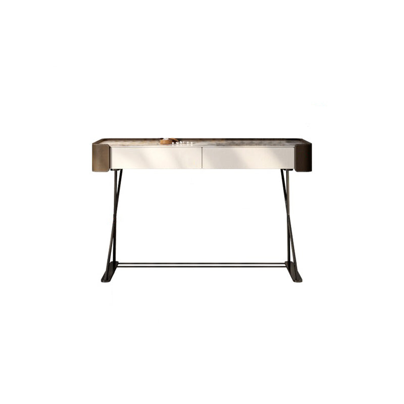 Glam 2-Drawer Vanity Table and Stool Set Slate Top Vanity Dressing Table Set