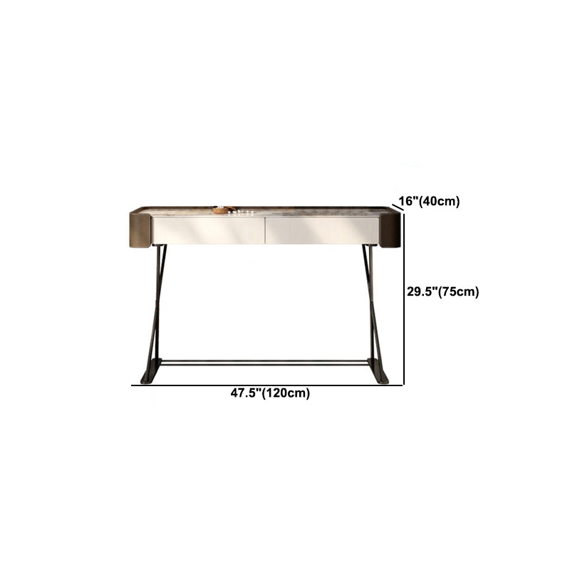 Glam 2-Drawer Vanity Table and Stool Set Slate Top Vanity Dressing Table Set