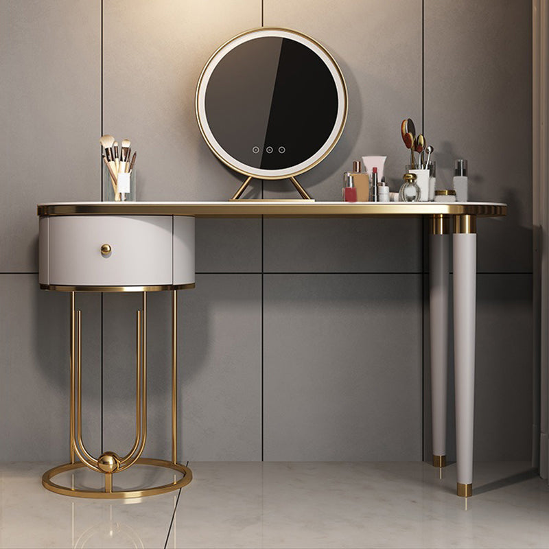 Glam Slate Top Makeup Vanity Desk Table Grey Dressing Table with Drawer