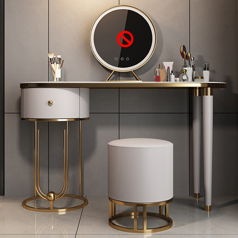Glam Slate Top Makeup Vanity Desk Table Grey Dressing Table with Drawer