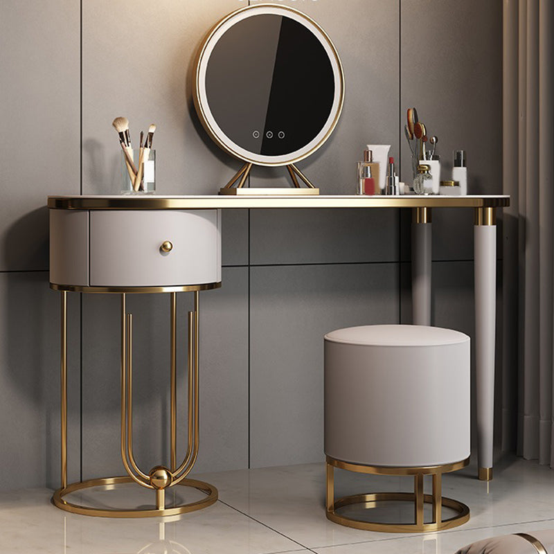 Glam Slate Top Makeup Vanity Desk Table Grey Dressing Table with Drawer