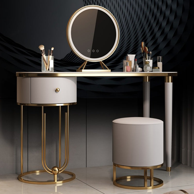 Glam Slate Top Makeup Vanity Desk Table Grey Dressing Table with Drawer